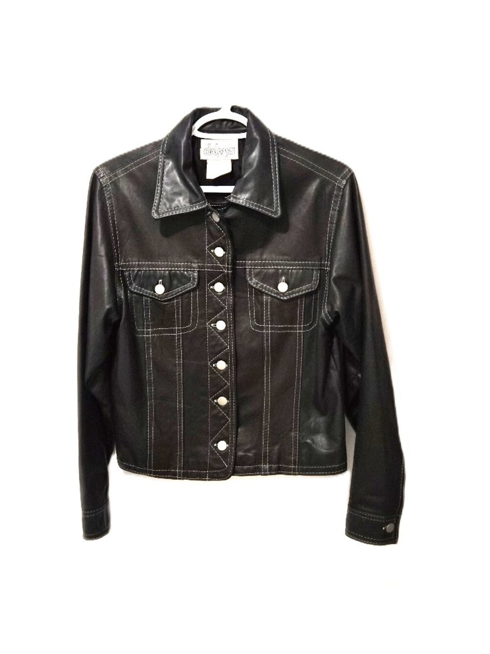 Vintage 80s DALMYS Canadian Leather Utility Jacket Military Streetwear Officer